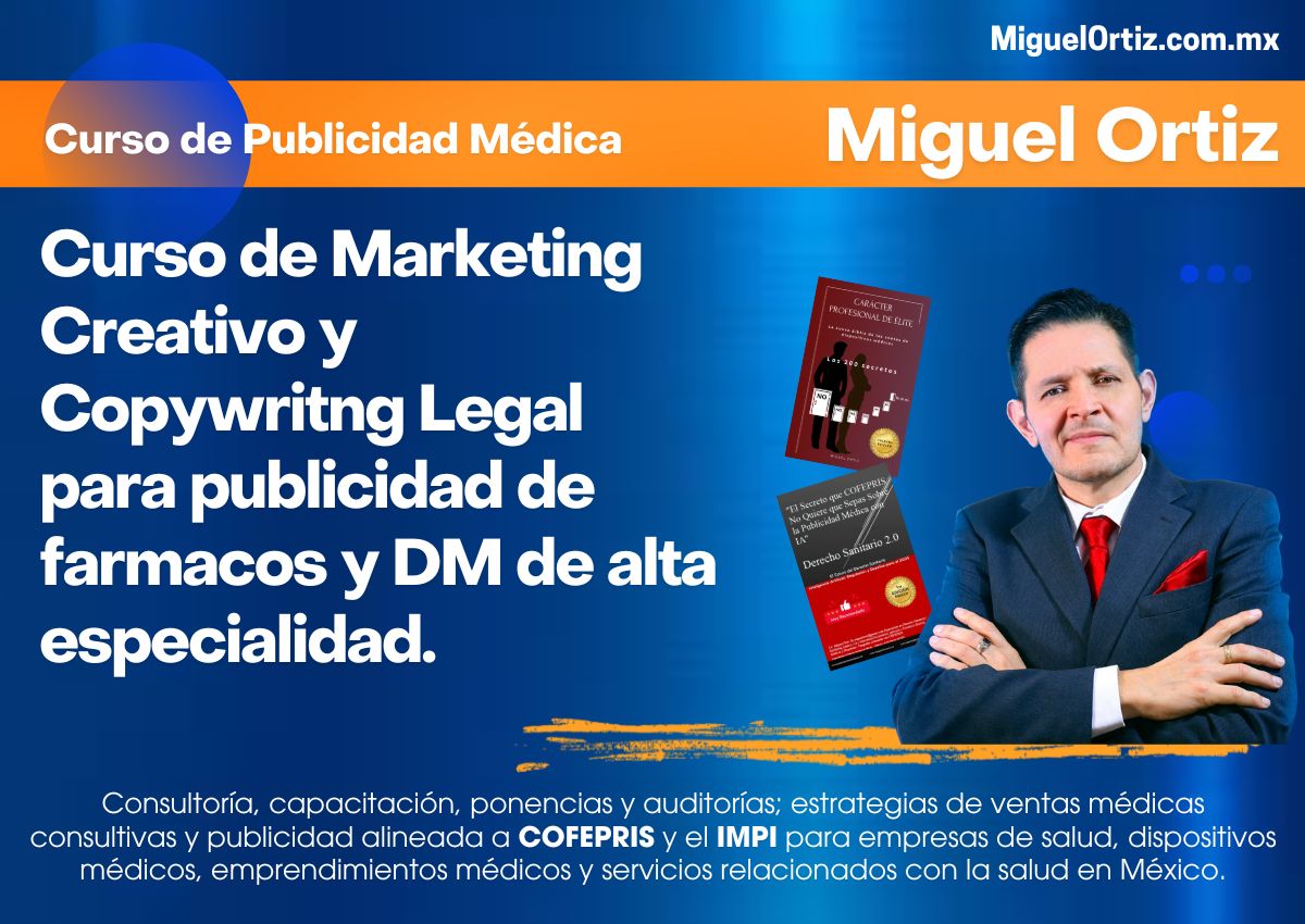 Curso de Marketing Creativo y Copywritng Legal para publicidad de farmacos de alta especialidad.